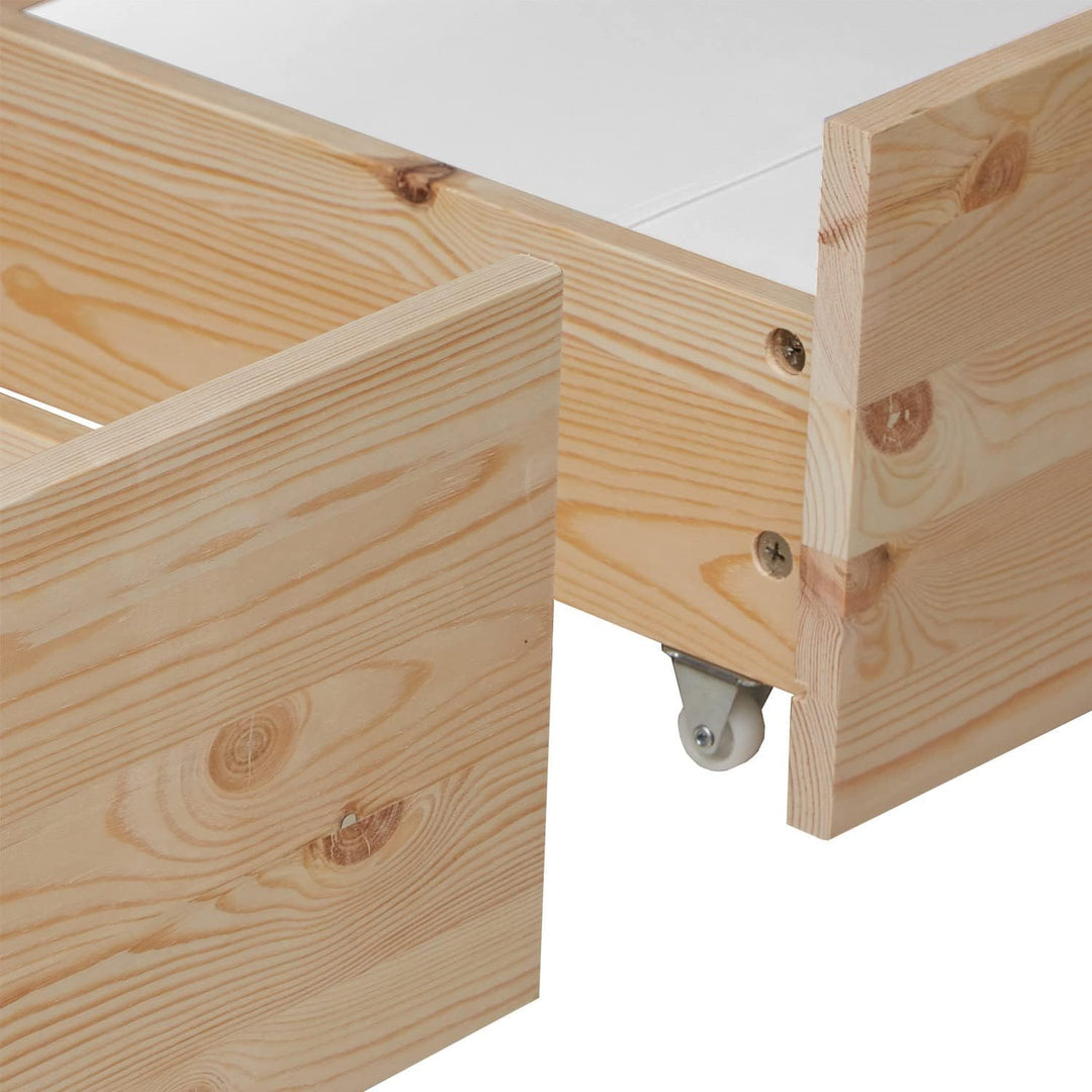 Homestyle4u Bettkasten Aufbewahrung mit Rollen Holz Natur 2er Set Bett Schublade Schubkästen 2 Stück