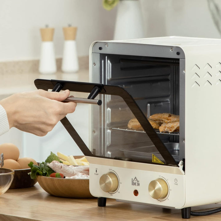 HOMCOM Minibackofen 15L, Pizza-Ofen mit Umluft, 1000 W Elektrischer Mini Ofen inkl. Backblech Set, K