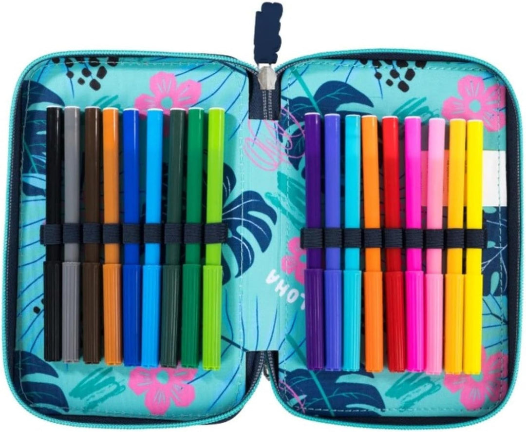 PASO - Federmäppchen 3 Fächer - Mäppchen für Mädchen - Federmappe 3-Fach Federtasche Gefüllte Schüle