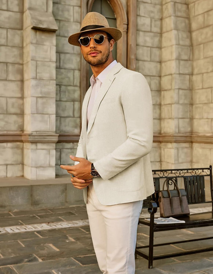 PJ PAUL JONES Herren Casual Slim Fit Leinen Jacke Leichtgewicht 2 Knopf Blazer Sporty Slim fit Leisu