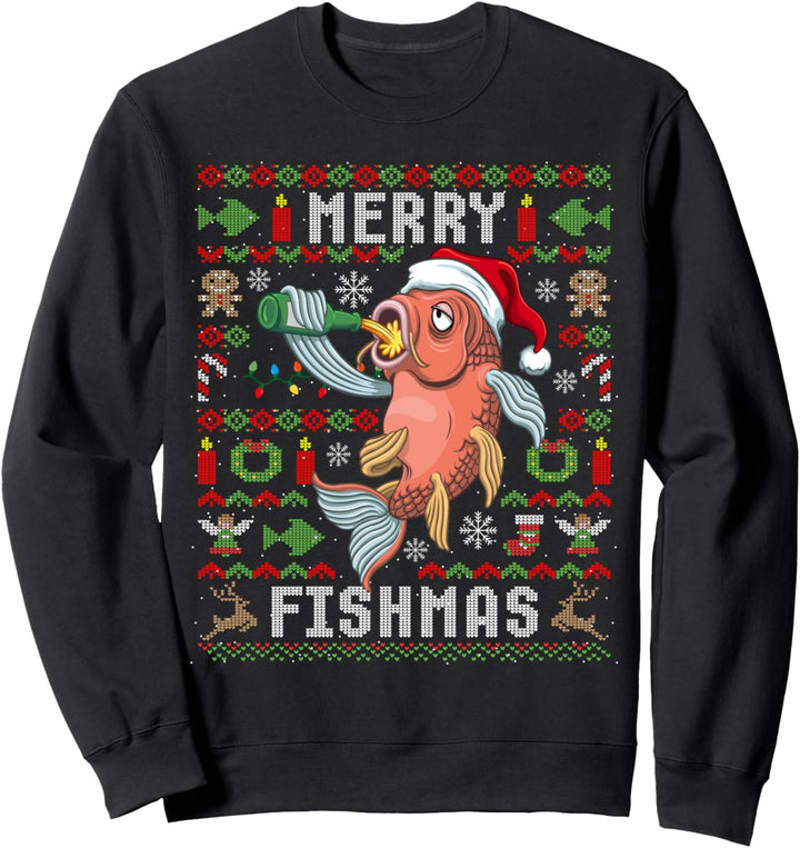 Ugly Christmas Fisch Merry Fishmas Weihnachten Geschenk Sweatshirt