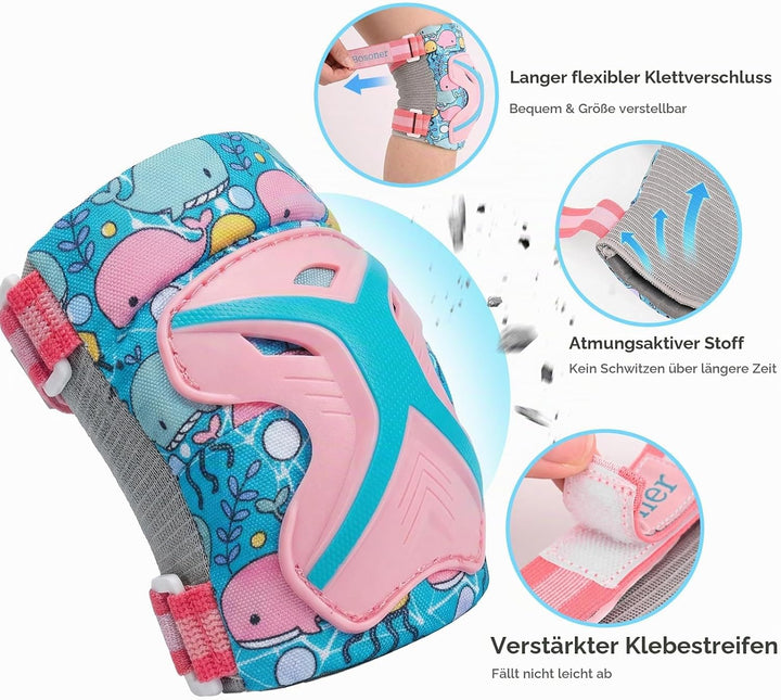 BOSONER Knieschoner Kinder Schoner Inliner Protektoren: 6er Set Schützer Inline Skates Knie Und Elle