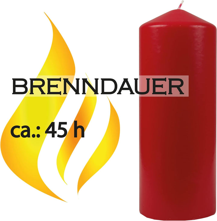 Bestgoodies Stumpenkerzen Wachskerzen Ø6cm x 17cm (8er Pack) Rubinrot - Lange Brenndauer, Hergestell