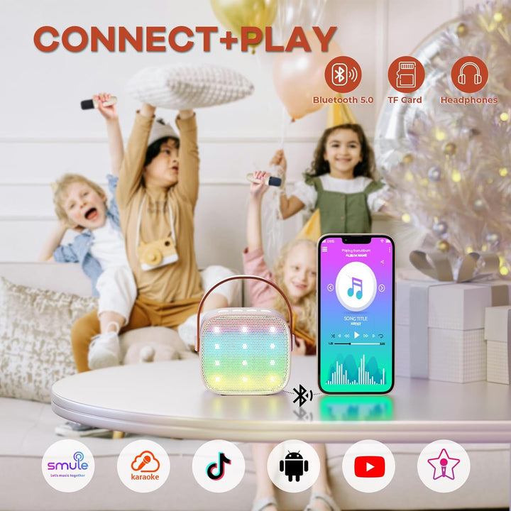 YLL Mini Kinder Karaoke Maschine mit 2 Mikrofon, Karaoke Geschenke für Mädchen Alter 3 4 5 6 7 8 9 1