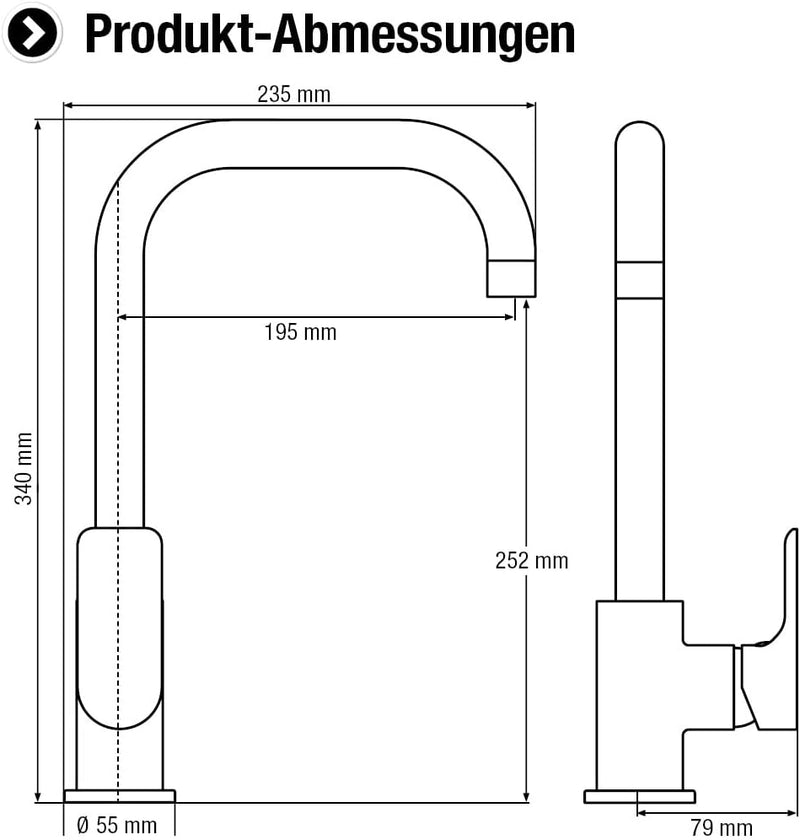 Cornat Spültisch-Einhebelarmatur "Noir Round" - Black Edition - Robuster Druckgusskörper - matt schw