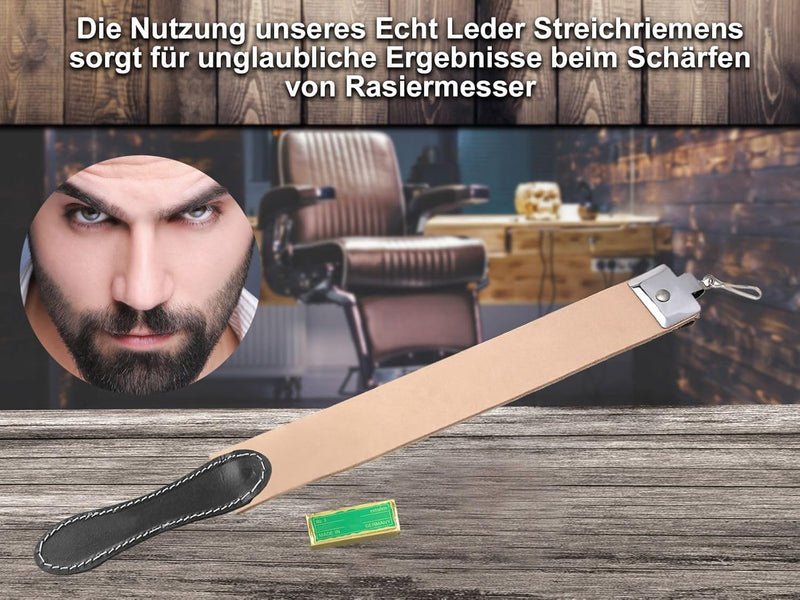 Leder Streichriemen Set mit Schleifpaste aus Solingen als Abziehleder Set