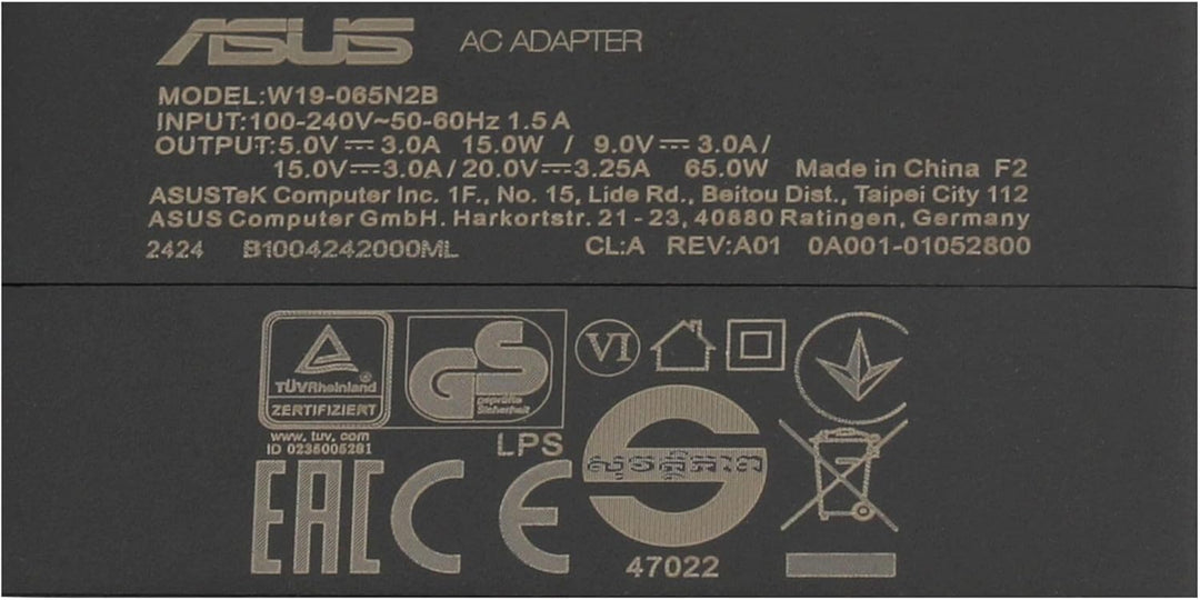 Asus ZenBook 3 Deluxe UX490UA Original USB-C Netzteil 65 Watt EU Wallplug