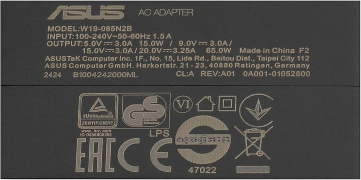 Asus ZenBook 3 Deluxe UX490UA Original USB-C Netzteil 65 Watt EU Wallplug