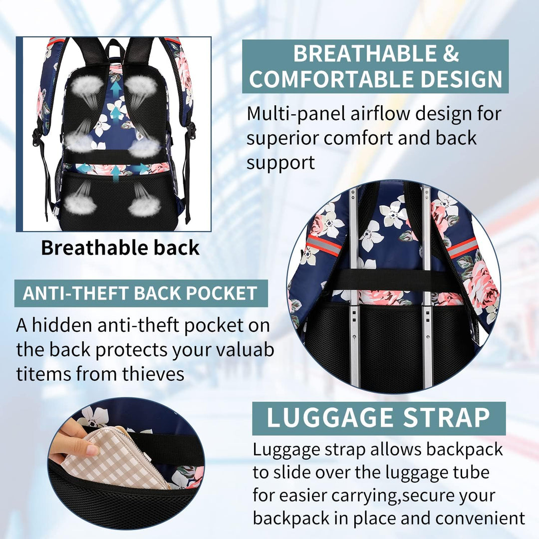 Rucksack Damen gross mit USB-Ladeanschluss & Laptopfach für 17 Zoll Laptop,wasserdicht Arbeitstasche