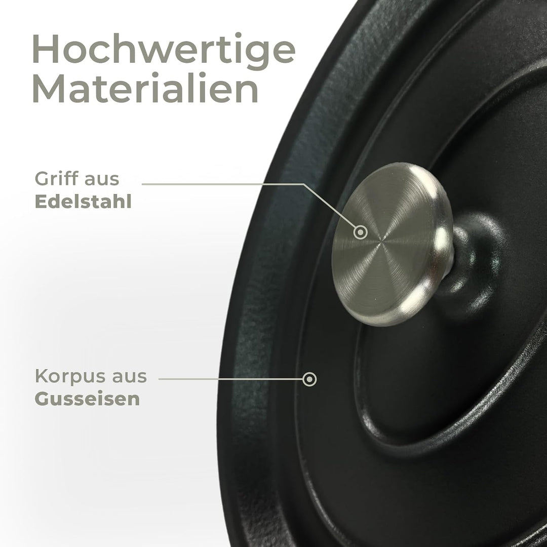 Bräter oval Gusseisen Schmortopf mit Tropfdeckel dunkelgrau 33 cm oval dunkelgrau, oval dunkelgrau