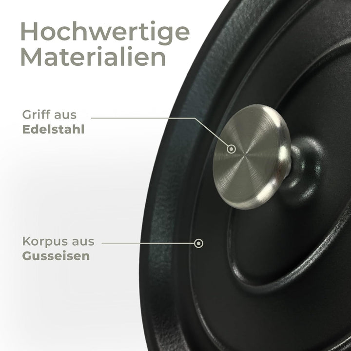 Bräter oval Gusseisen Schmortopf mit Tropfdeckel dunkelgrau 33 cm oval dunkelgrau, oval dunkelgrau