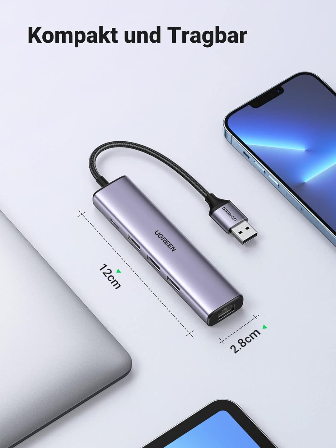 UGREEN USB Hub Ethernet Adapter Gigabit LAN Adapter mit 3 USB 3.0 Ports 1000 Mbps USB Netzwerkadapte