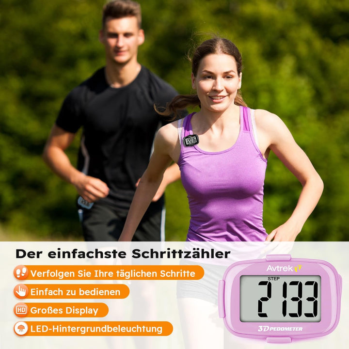 AVTREK Präziser 3D-Schrittzähler Mini-Schrittzähler für Walking oder Laufen im Freien Wanderaktivitä