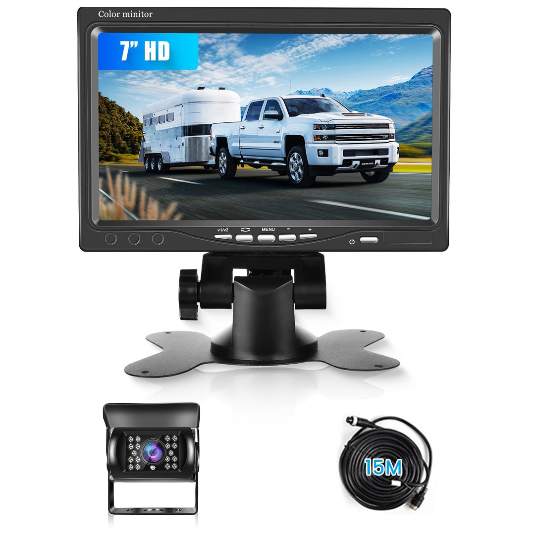 Rückfahrkamera mit 7 Zoll HD Monitor, Rückfahrkamera Auto unterstützt IP69 Wasserdicht IR Nachtsicht