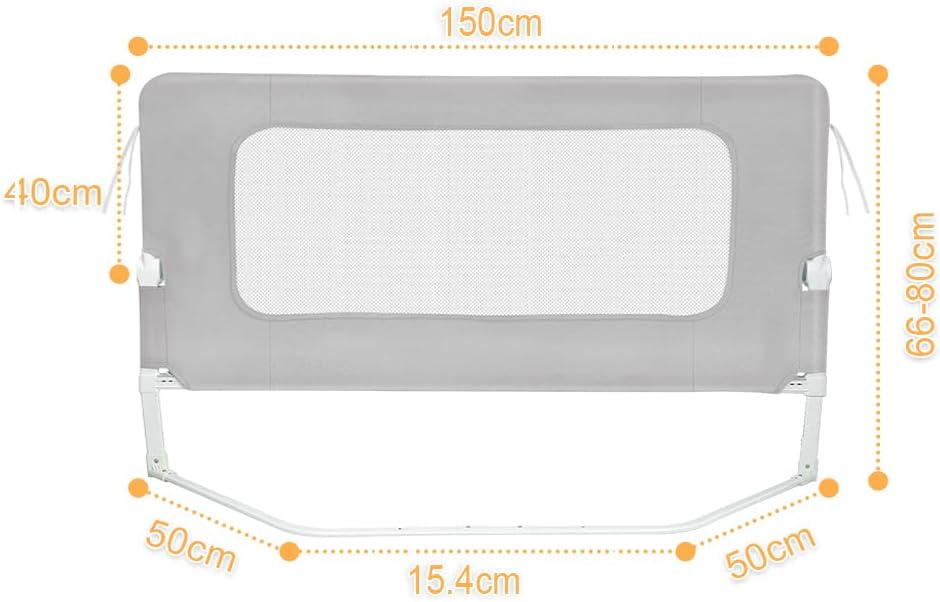OHMG Bettgeländer,Sicherheitsgitter für Kinder,Sicherheitsgitter für Bett,höhenverstellbar,tragbar,B