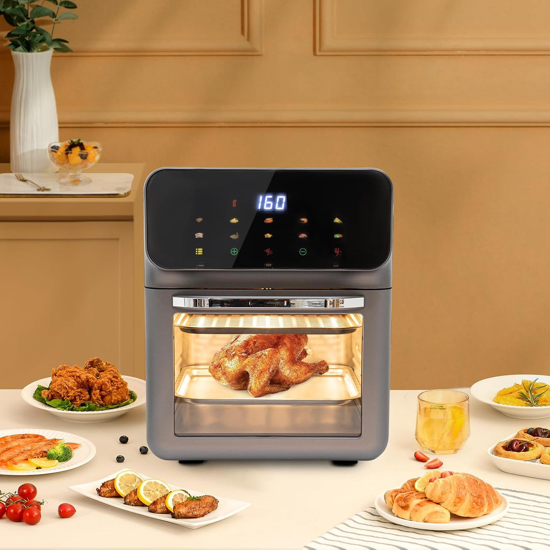 13L Elektrobackofen, 1350W Mini Backofen mit Temperaturregelung bis 200°C, Timer 15–60 Min, 2 Backbl