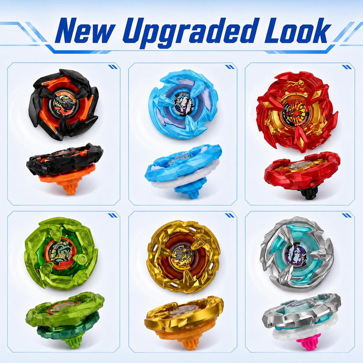 Bayblade x Arena, Kampfkreisel Set mit Arena, 6 Burst Kampfkreisel, 2 Starter &amp; Beschleunigungsschie