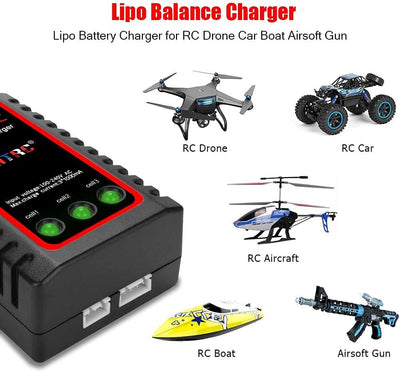 Haisito B3 Lipo Ladegerät für 2S 3S Akku (7.4V, 11.1V), Kompaktes Airsoft-Schnellladegerät (100-240V