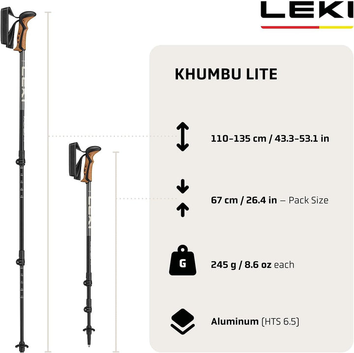 LEKI Khumbu Lite Wanderstöcke Damen & Herren | leichte, verstellbare Trekkingstöcke aus Aluminium mi