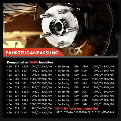 Frankberg 2x Radnabe Radlagersatz Vorne Links Rechts Kompatibel mit 5er E39 520 523 525 528 530 535