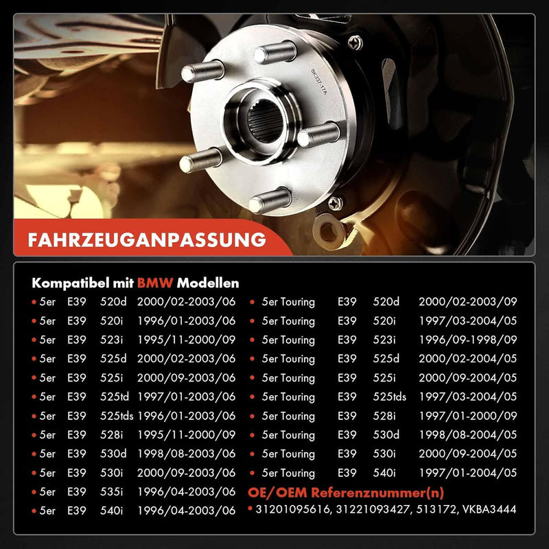Frankberg 2x Radnabe Radlagersatz Vorne Links Rechts Kompatibel mit 5er E39 520 523 525 528 530 535