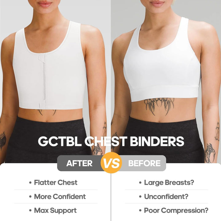 Trans Binder Transgender FTM Zip Up Atmungsaktives Halbes Brust Binder Weiss 4XL, Weiss 4XL