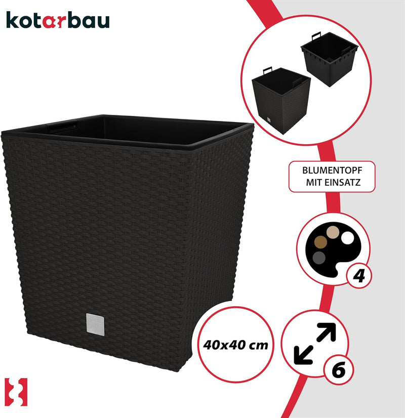 KOTARBAU® Blumentopf 400 mm Übertopf mit Innentopf für Pflanzenzucht Umbra 400x400x408 mm Umbra, 400