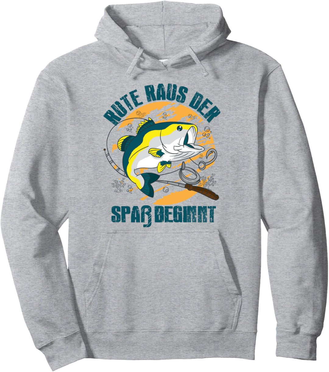 Angler Fischer Rute raus der Spass beginnt Hobbyangler Beruf Pullover Hoodie