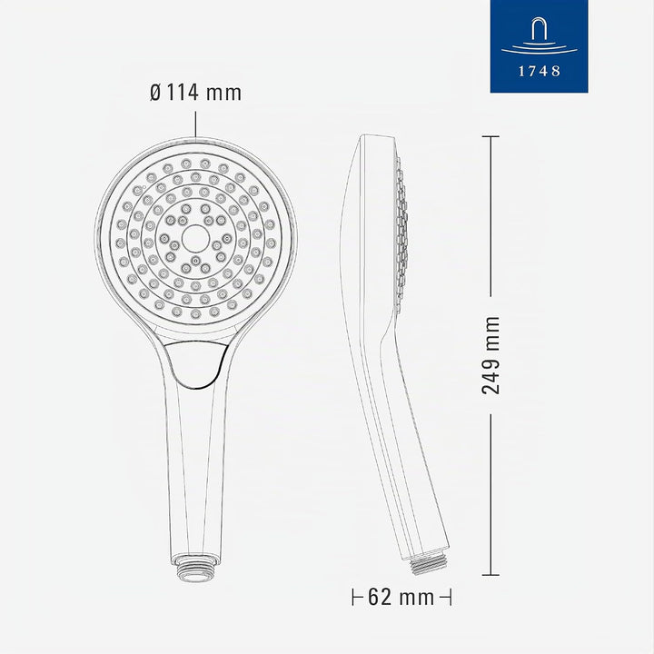 Villeroy &amp; Boch Verve Showers Duschkopf, Handbrause mit 3 Strahlarten auf Knopfdruck wechselbar, Eas