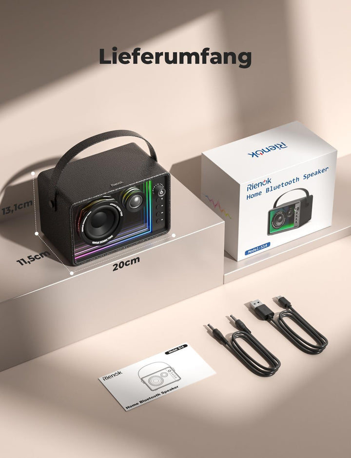 RIENOK Bluetooth-Lautsprecher, 40 W, leistungsstark, Autonomie, 15 H, RGB-Lichter, Bluetooth 5.3, St