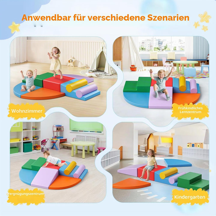 Baby-Schaumstoffbausteine, Softplay-Set für Kleinkinder von 1–3 Jahren, Baby-Kletterturm mit Rutsche