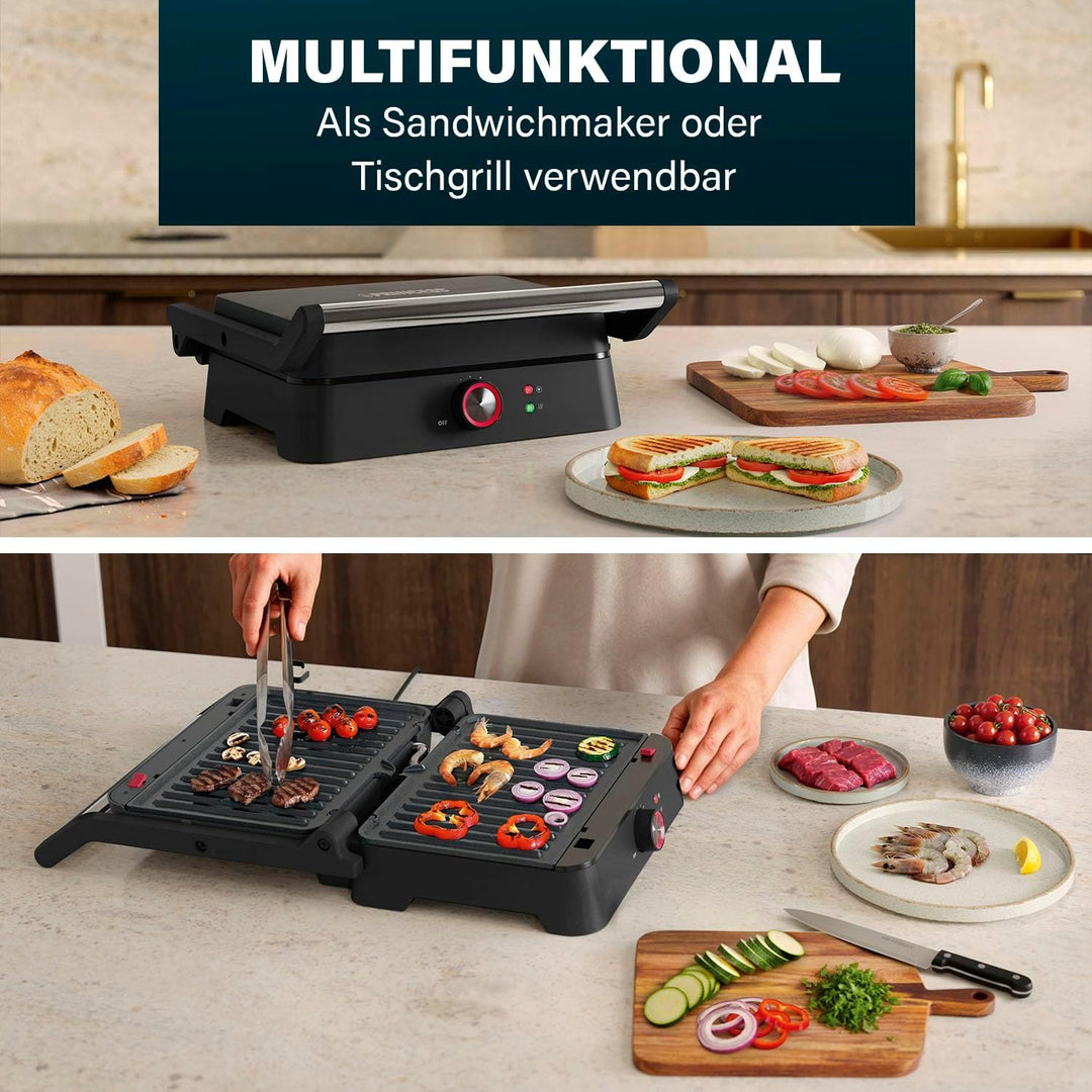 Princess Kontaktgrill, 180° Öffnung, Abnehmbare Platten, Verstellbarer Thermostat, Fettauffangsystem