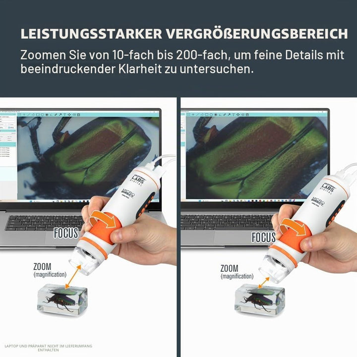Celestron 44316 MicroDirect 1080P HDMI digitales Hand-Mikroskop, 10- bis 220-fache Vergrösserung, Gr
