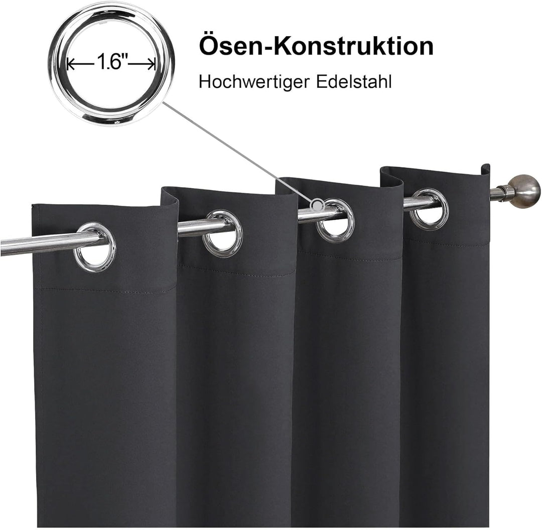 CUCRAF Ösen Kurze Vorhänge Fensterbehandlung Verdunkelungsvorhänge Raumdekoration - H175 x B140cm He