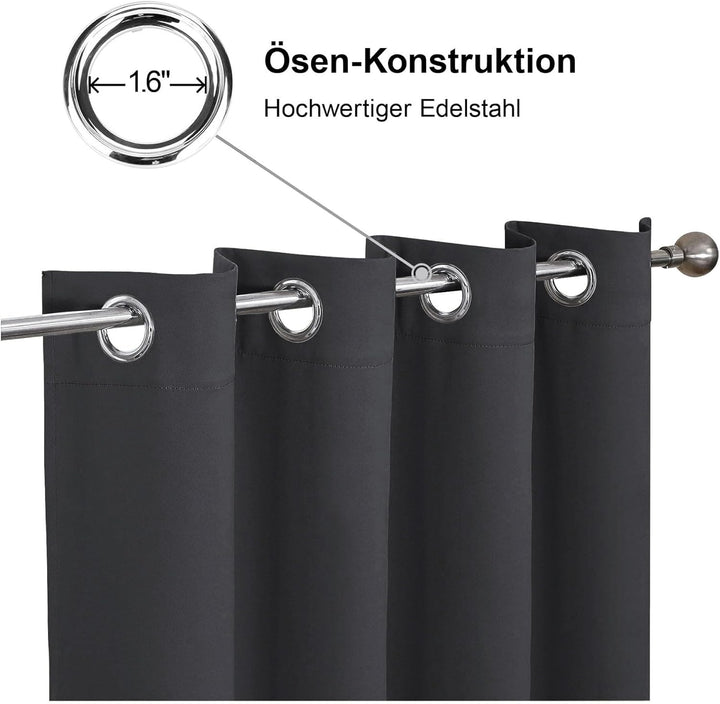 CUCRAF Ösen Kurze Vorhänge Fensterbehandlung Verdunkelungsvorhänge Raumdekoration - H175 x B140cm He