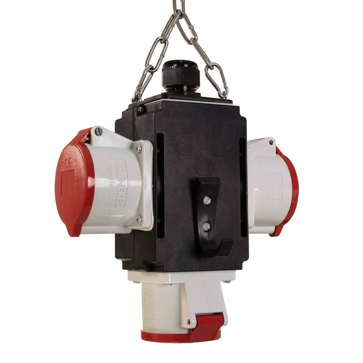 as - Schwabe MIXO Energiewürfel V – Hänge-Verteiler mit 3 CEE-Steckdosen 5-polig, 400 V, 32 A – MIXO