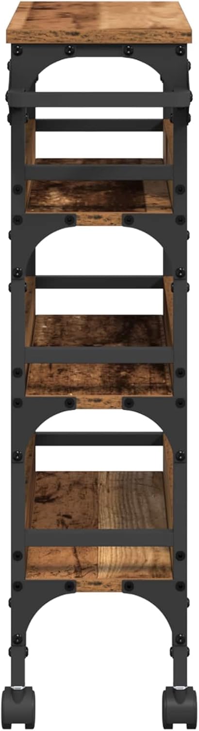 vidaXL Küchentrolley Altholz 53 x 20 x 76 cm Holzwerkstoff, Küchenwagen, mobiles Teil, robuster Wage