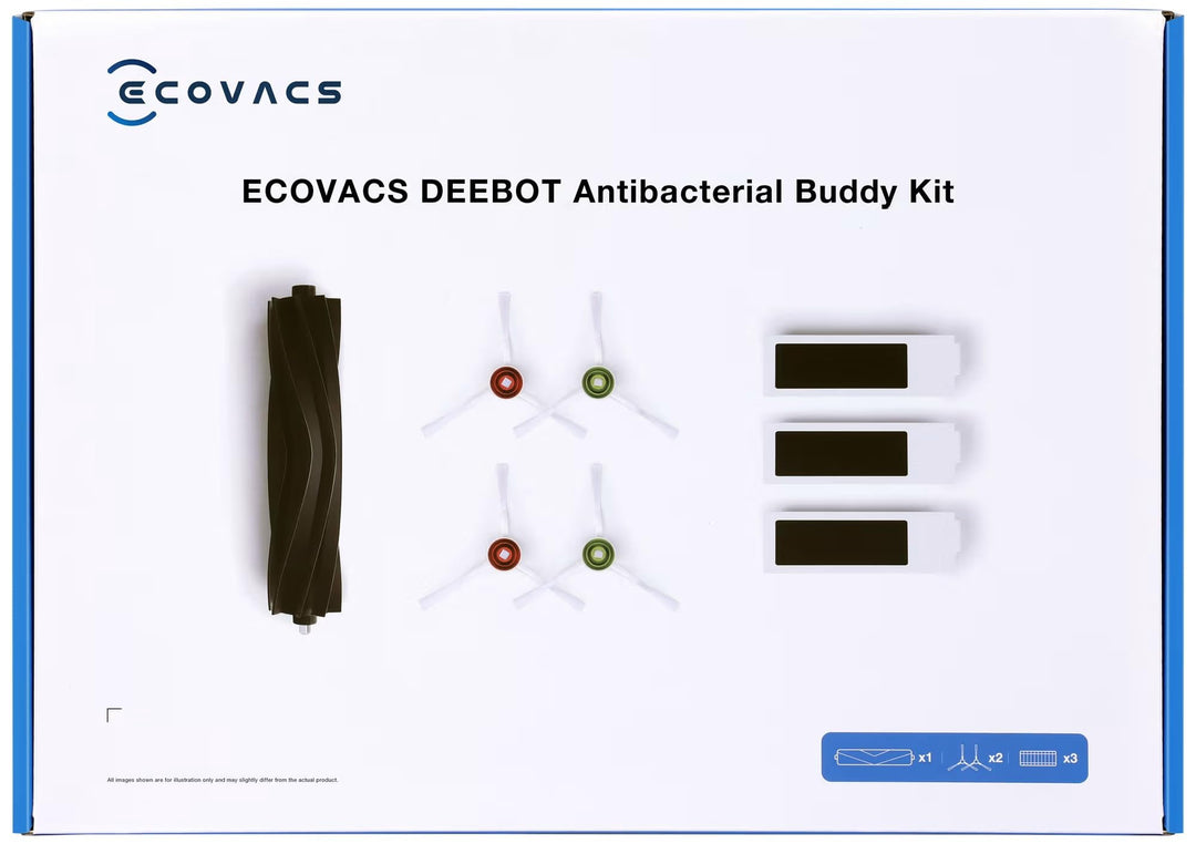 ECOVACS DEEBOT T20 Omni Service-Kit 1 Hauptbürste (Gummi), 4 Seitenbürsten (weiss), 3X antibakteriel