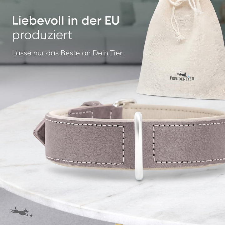 FREUDENTIER Hundehalsband Leder - weich gepolstert - Handmade in EU | Leder aus LWG Gold zertifizier