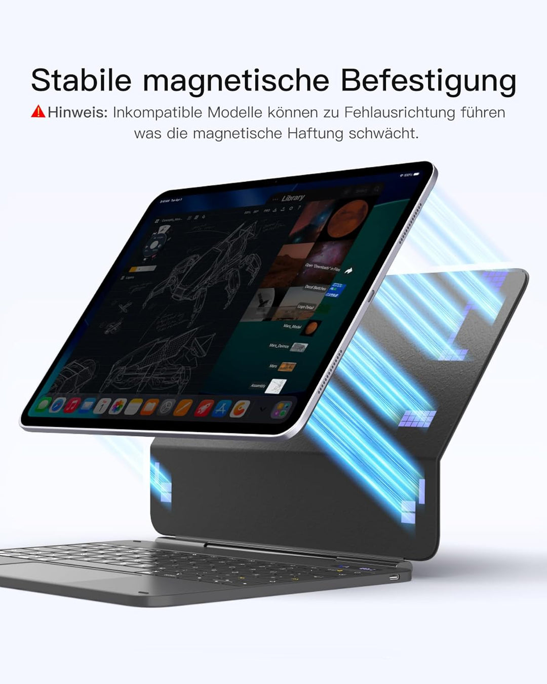 Inateck NeoMagic Magnetische Tastatur Hülle für iPad Air 13 Zoll, iPad Pro 12.9 Zoll 6/5/4/3 Gen,Gro