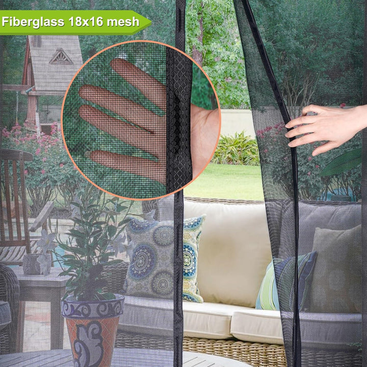 Risareyi Fliegengitter Balkontür Magnet aus Fiberglas 115x115cm, Schwarz 115x115cm Schwarz, 115x115c