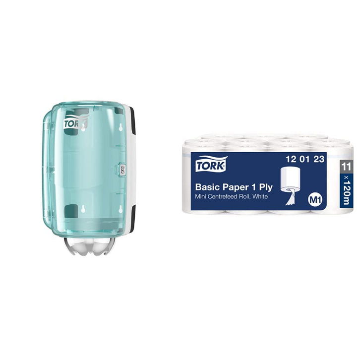Tork 658000 Mini Innenabrollungsspender für M1 Papierwischtücher &amp; 120123 Standard Papierwischtücher