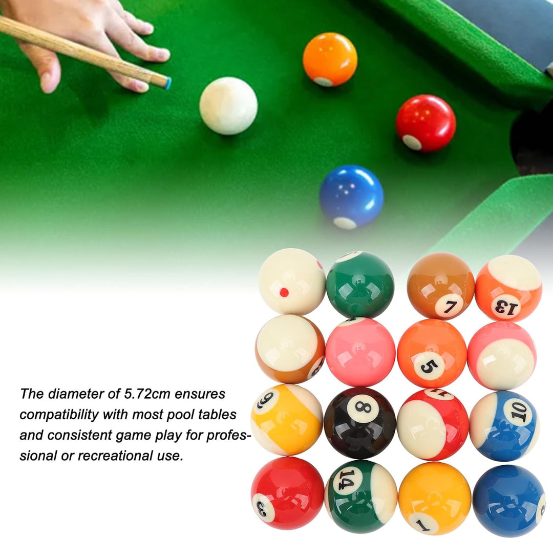 Bällebad Billard Set 16 Stück Diameter 57.2mm/22.5" Pool Billard Kugeln Kugelset aus Kunstharz Punkt