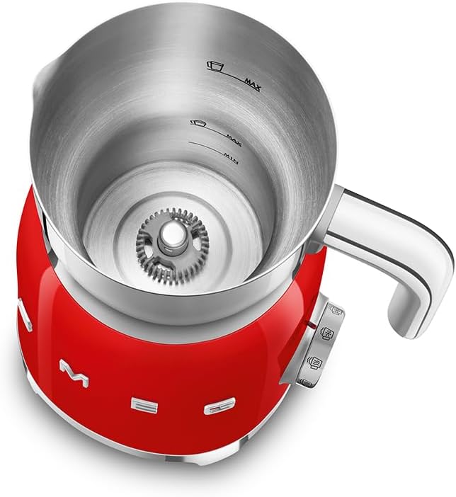 SMEG, Milchaufschäumer MFF11RDEU, mit Induktionssystem, 6 voreingestellte Programme, hochwertiges De