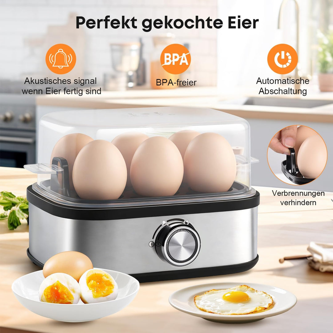 Eierkocher 6 Eier Kocht Alle Drei Garstufen [weich|mittel|hart] | Akustisches Signal, BPA-freiem Egg