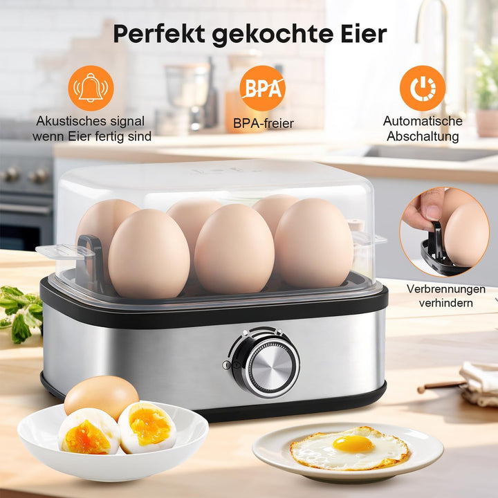 Eierkocher 6 Eier Kocht Alle Drei Garstufen [weich|mittel|hart] | Akustisches Signal, BPA-freiem Egg