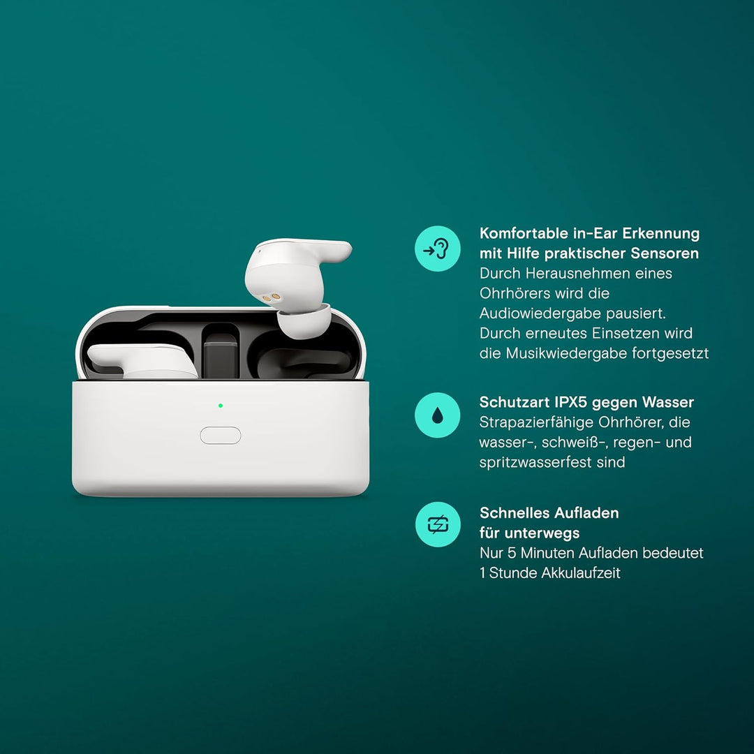 EPOS Adapt E1 Weiss Kabellose In-Ear-Kopfhörer – Hybrides ANC, Multi-Point Bluetooth, Microsoft Team