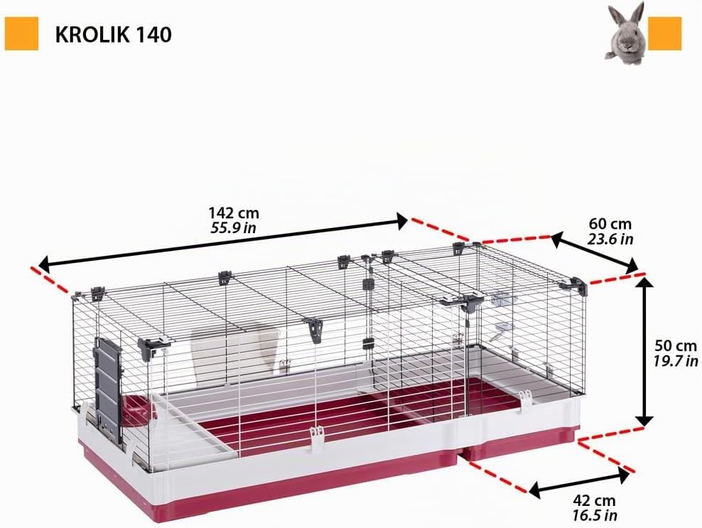 FERPLAST - Meerschweinchen Käfig - Hasenkäfig - Kaninchenkäfig - Häuschen und Zubehör Inklusive - Vi