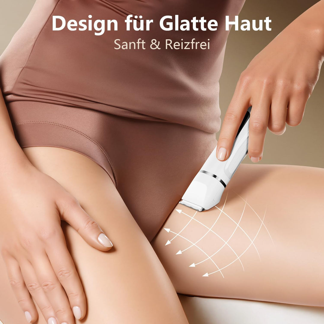 Intimrasierer für Frauen, Rasierer Damen Intimbereich Sanft, 2 in 1 Elektrischer Damenrasierer, Biki