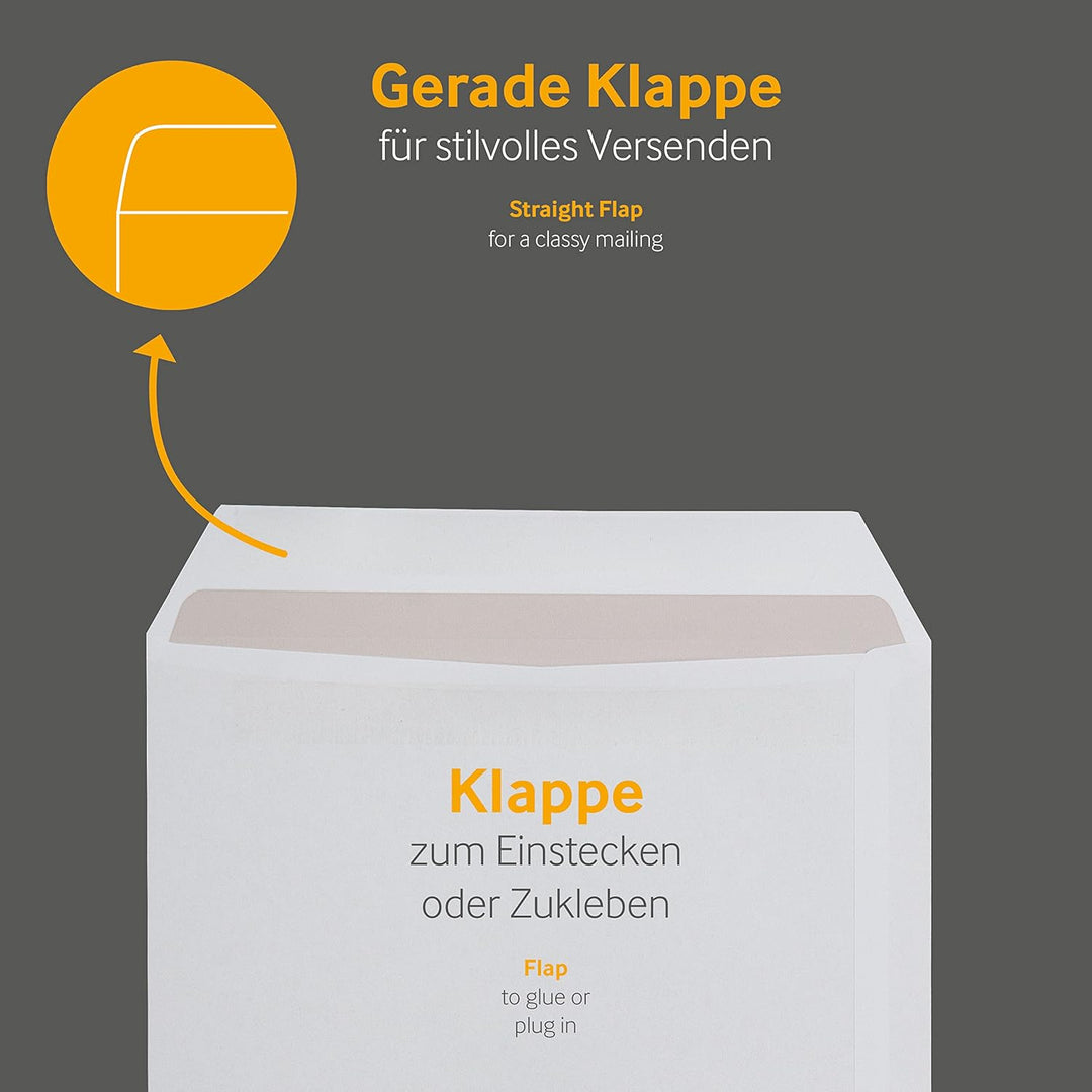 250 Stück, Versandtaschen, DIN C4, Selbstklebung, Gerade Klappe, 100 g/qm Offset, Ohne Fenster, Weis